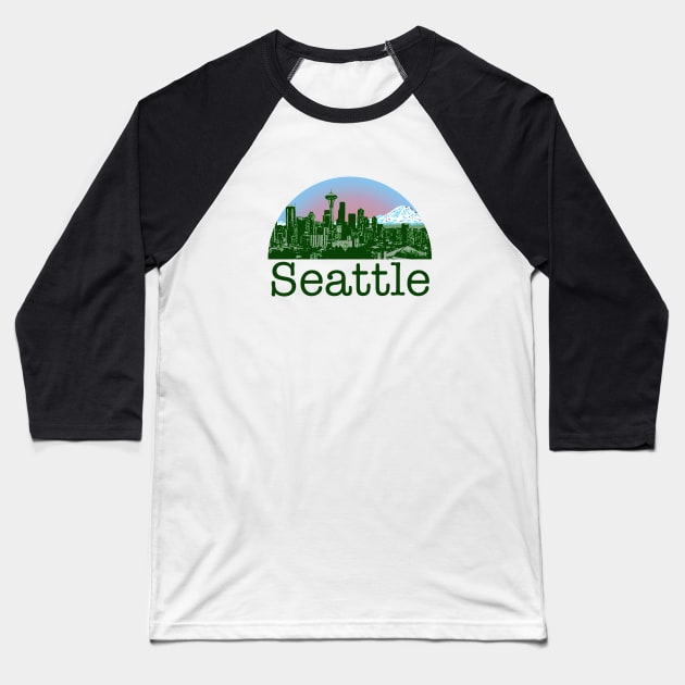 Seattle, the Emerald City Baseball T-Shirt by checkman